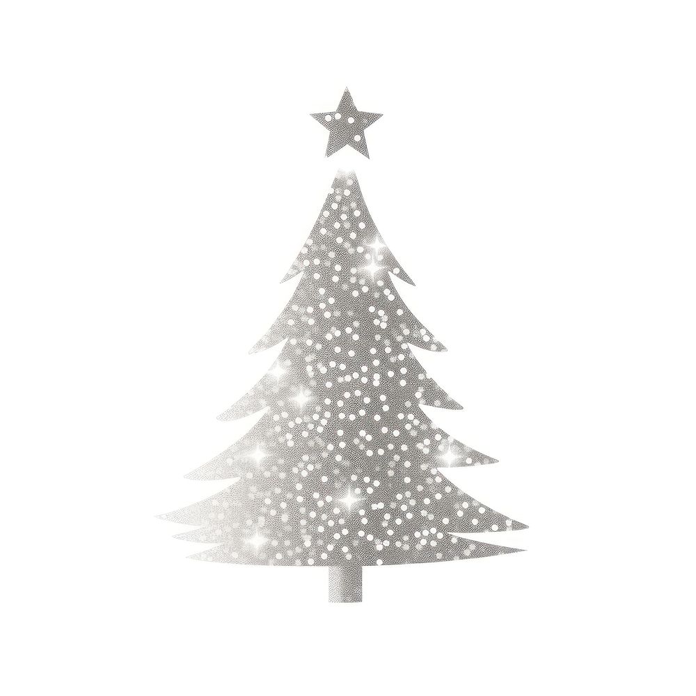 Glitter silver Christmas tree icon christmas shape white.