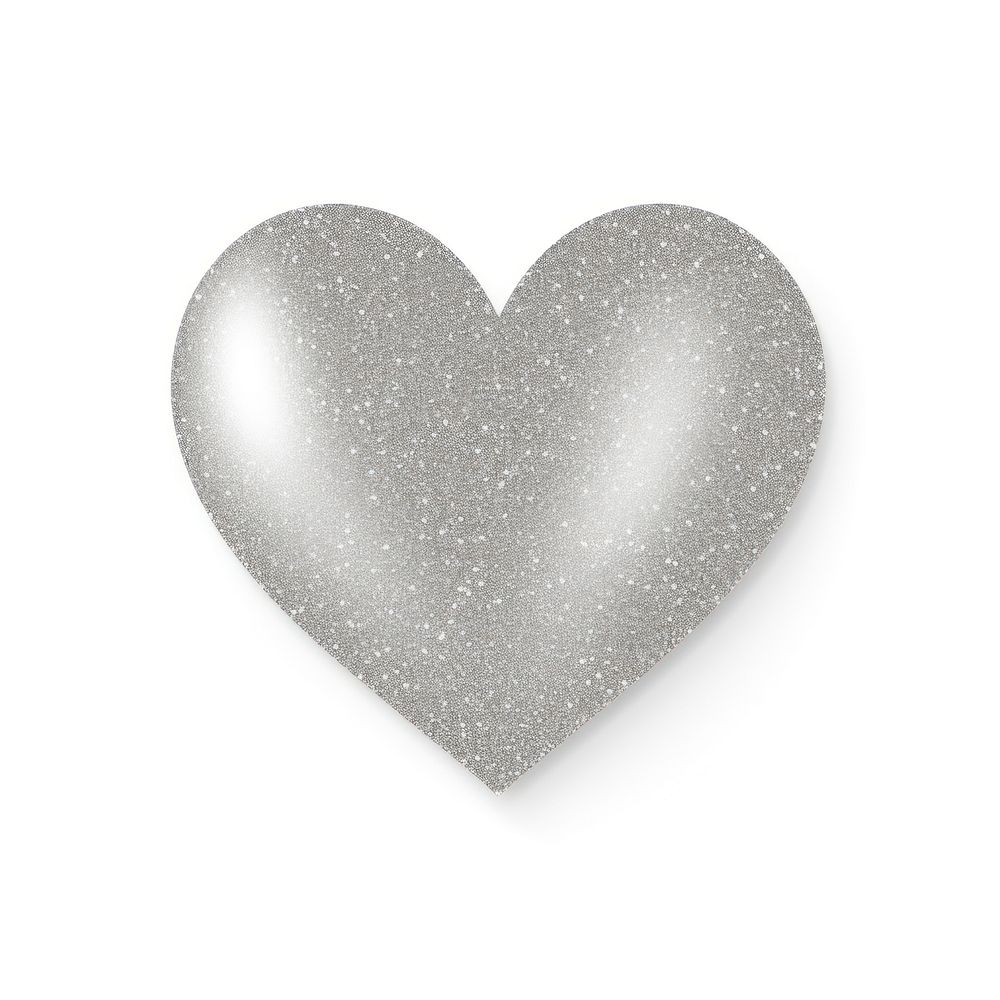 Glitter silver heart icon shape white background celebration.