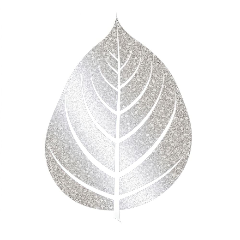 Glitter silver leaf icon plant shape white background.