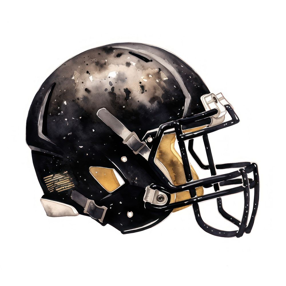 American football helmet sports black white background.