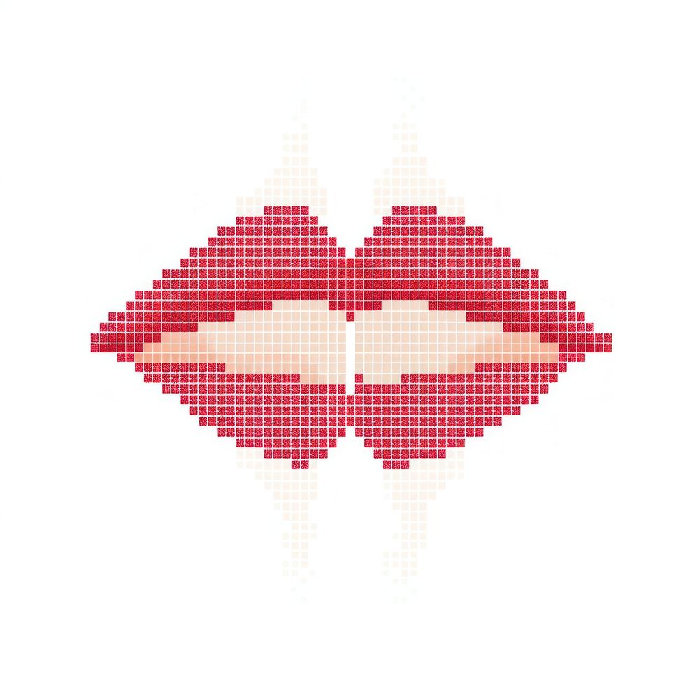 Lips lipstick white background pixelated.