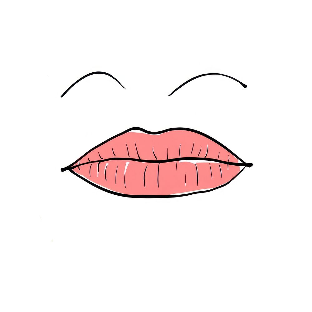 Lips lipstick sketch line.