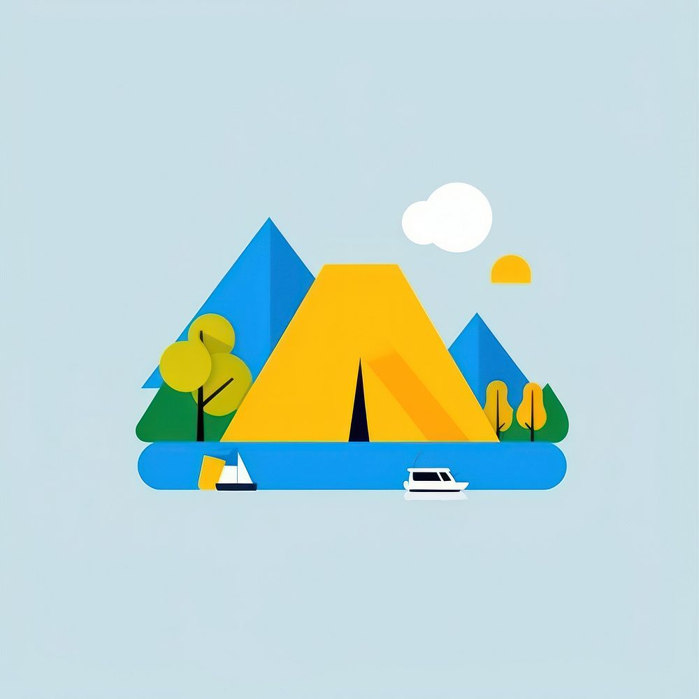 Illustration of a camping by lake outdoors cartoon nature.