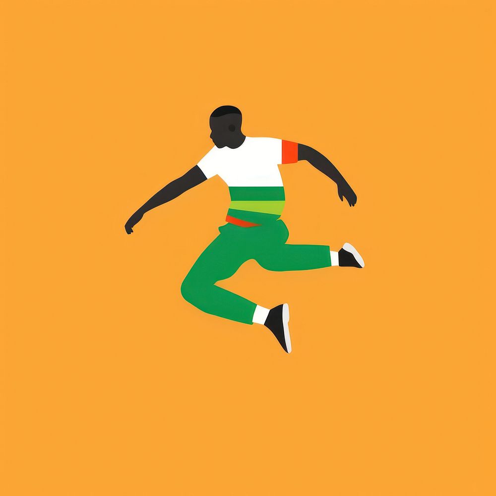 Illustration of a African person jumping dancing cartoon human.