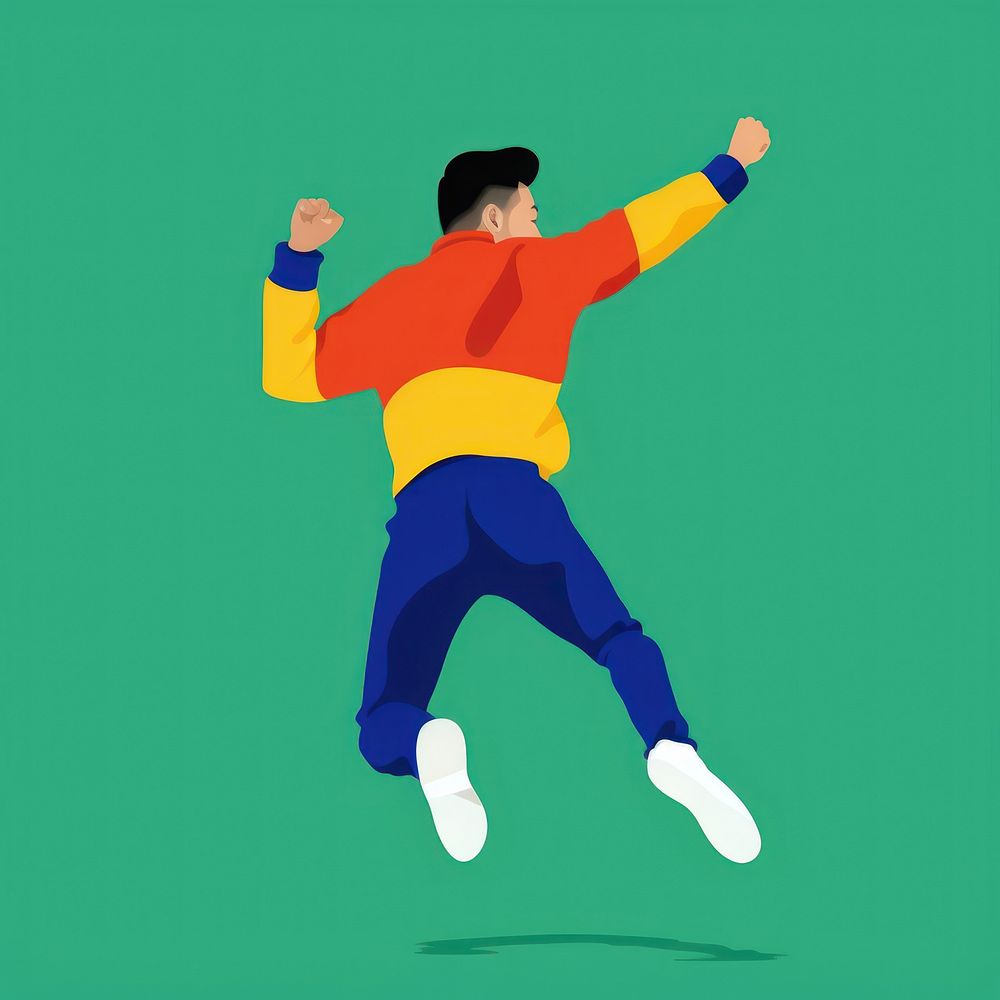 Illustration of a Asian person jumping dancing cartoon sports.