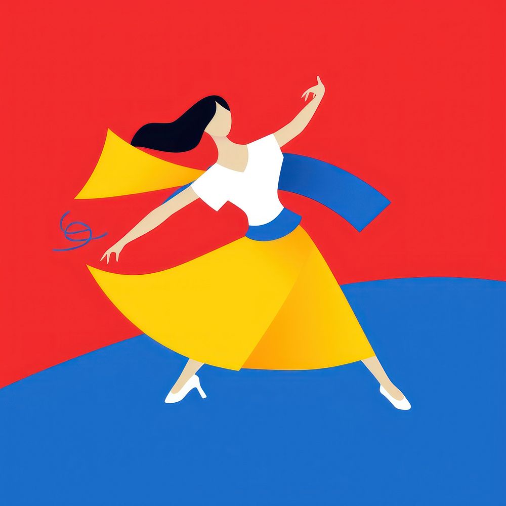 Illustration of a Asia dancing cartoon person.