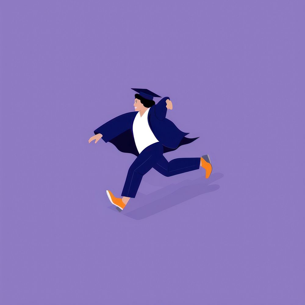 Minimal Abstract Vector illustration of a graduation cartoon purple people.