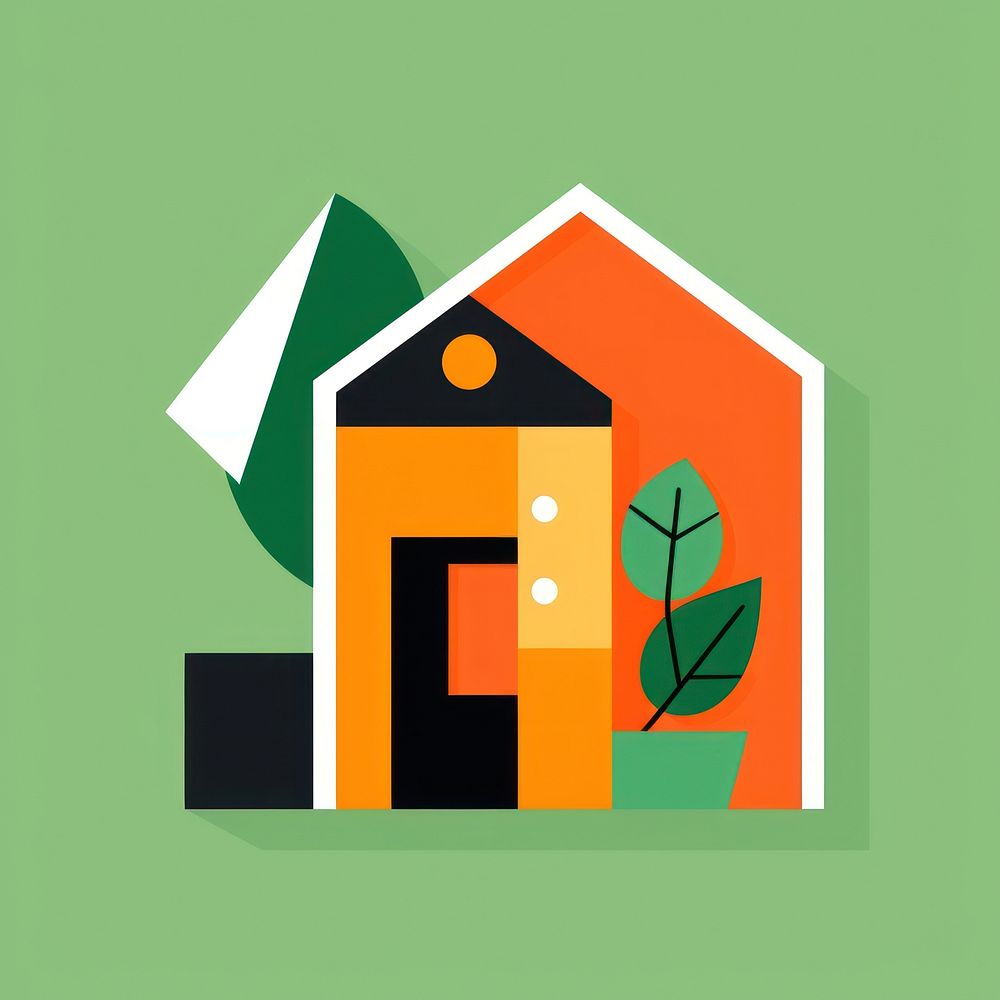 Illustration of a eco house cartoon sign architecture.
