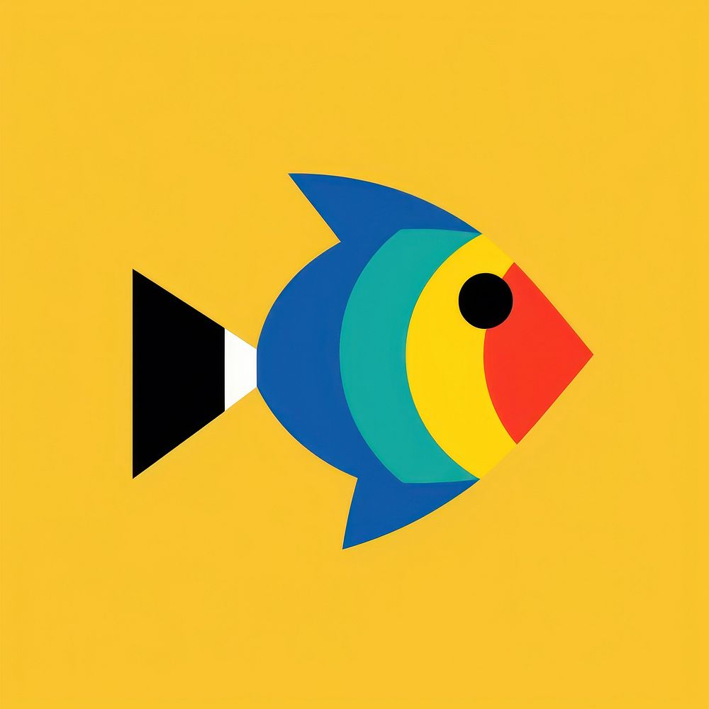Illustration of a fish cartoon logo pomacentridae.