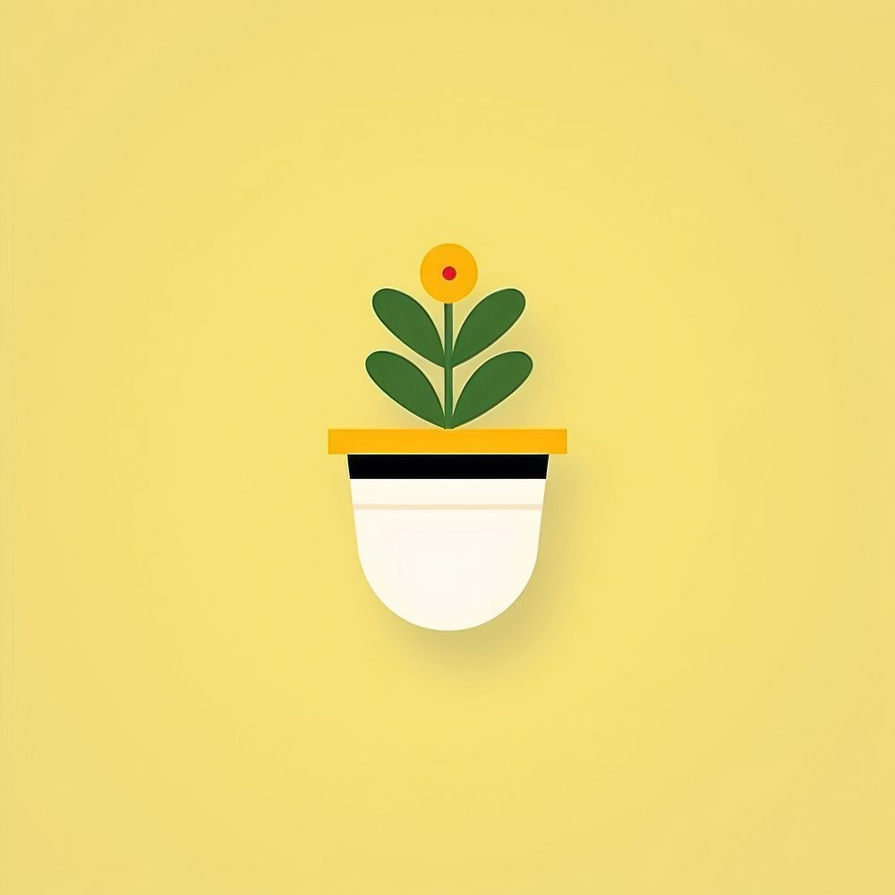Minimal Abstract Vector illustration of a flower pot plant green leaf.