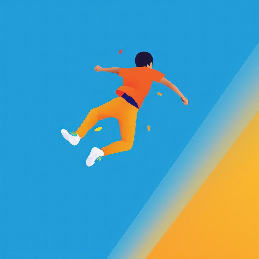 Illustration of a kid jumping cartoon sports person.