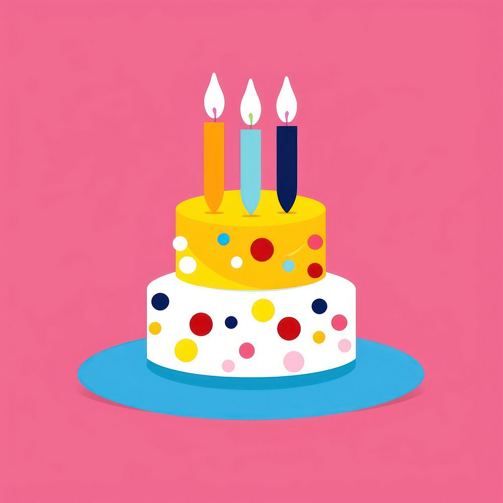 Minimal Abstract Vector illustration of a hBD cake dessert people person.