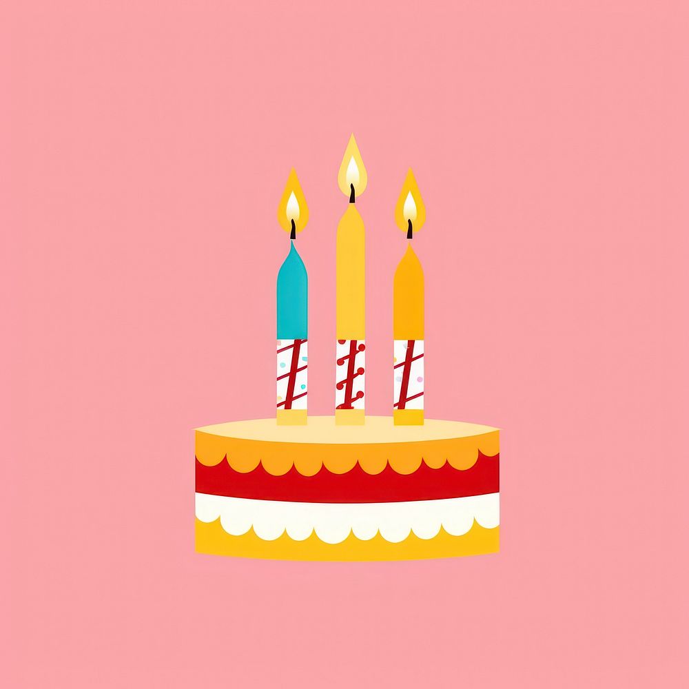 Minimal Abstract Vector illustration of a hBD cake dessert cartoon candle.