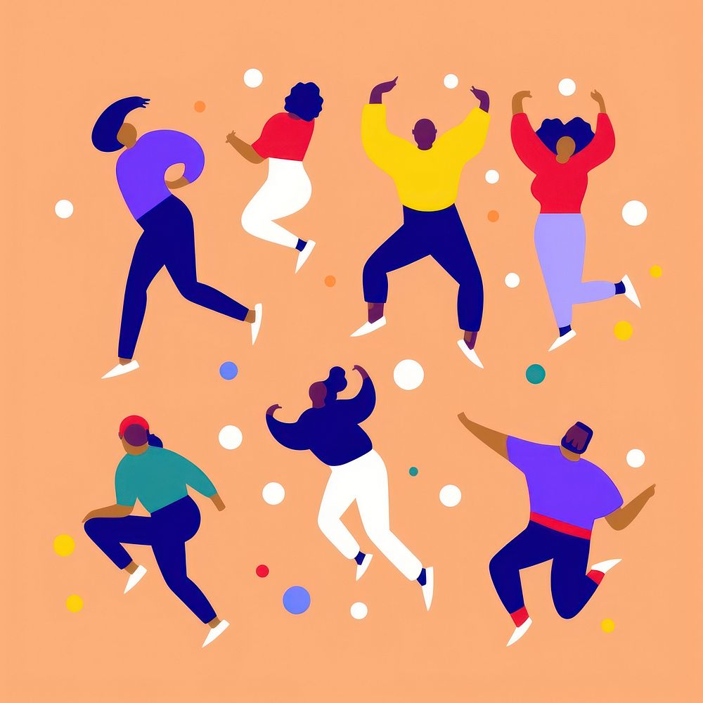 Minimal Abstract Vector illustration of a party dancing cartoon people.