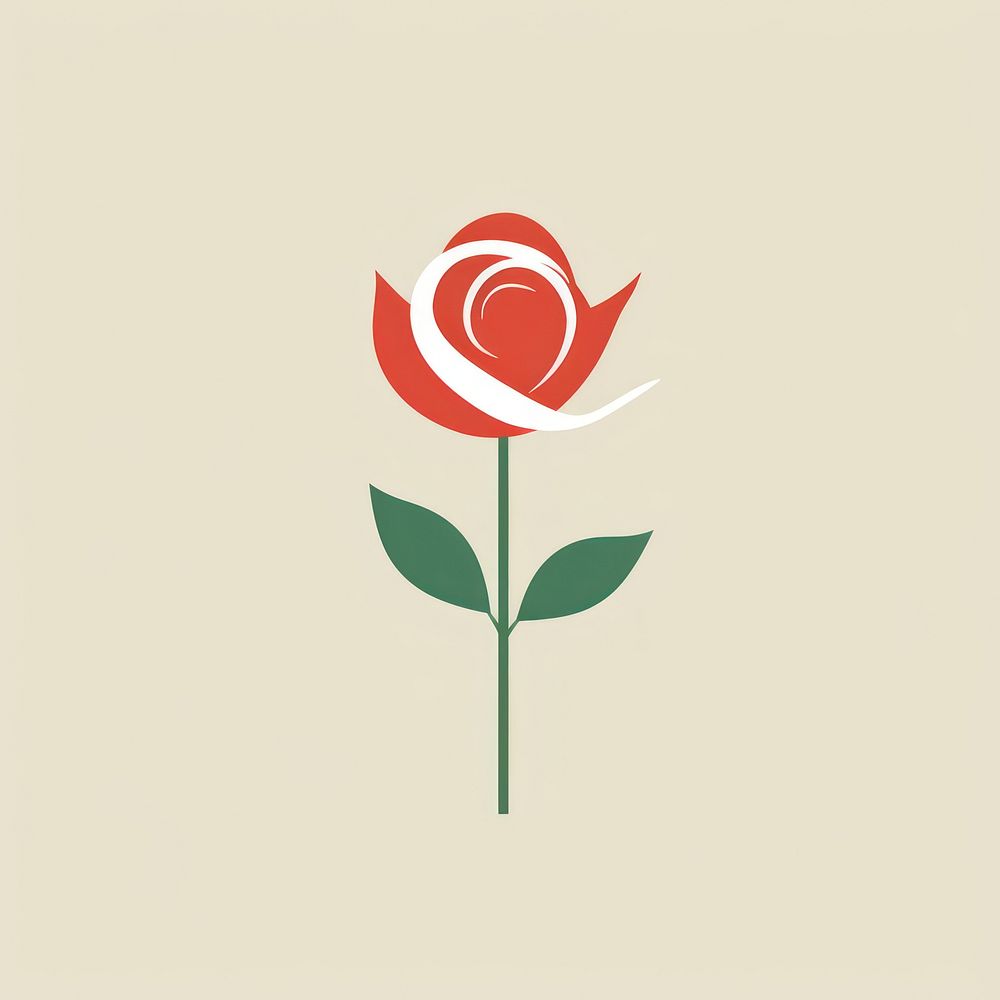 Minimal Abstract Vector illustration of a rose flower plant inflorescence.