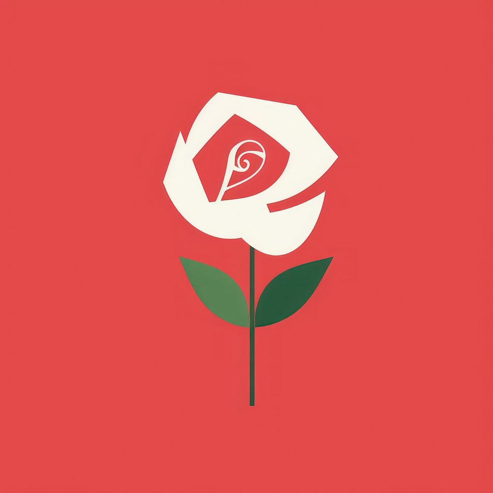 Minimal Abstract Vector illustration of a rose flower plant inflorescence.