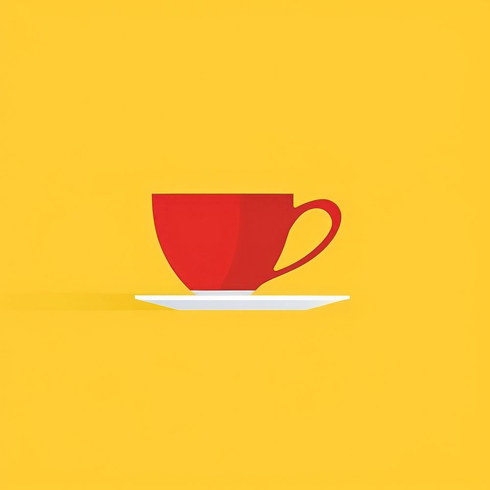 Illustration of a tea cup saucer coffee drink.