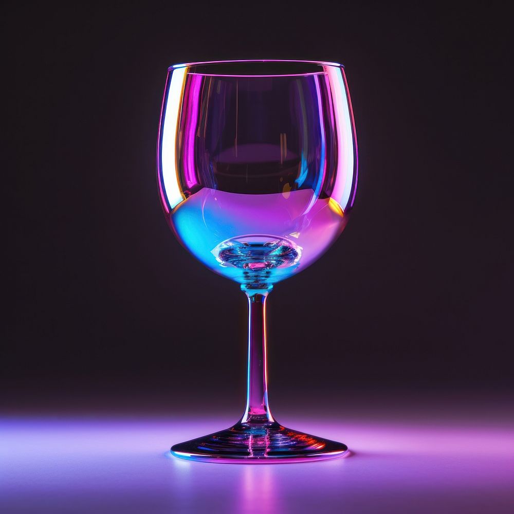Neon wine glass purple light drink.