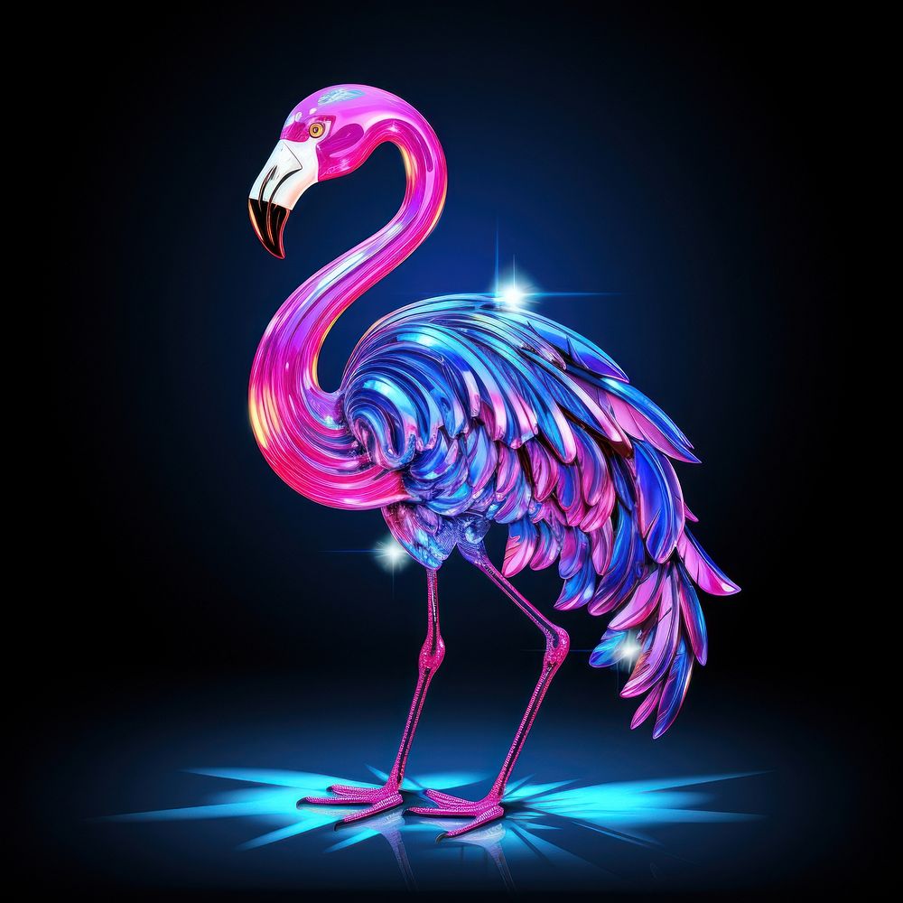 Neon flamingo animal bird wildlife.