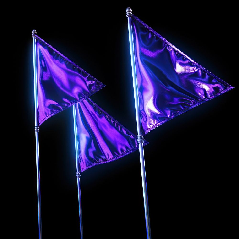 Neon party flags light purple violet.