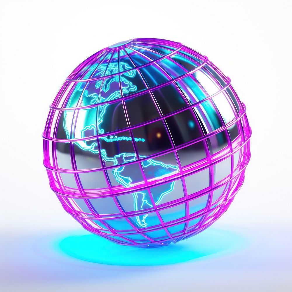 Neon party globe sphere planet light.