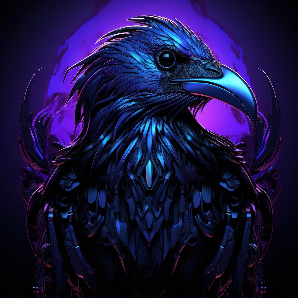 Neon raven animal bird beak. | Premium Photo Illustration - rawpixel