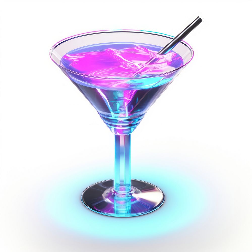 Neon small cocktail martini violet drink.