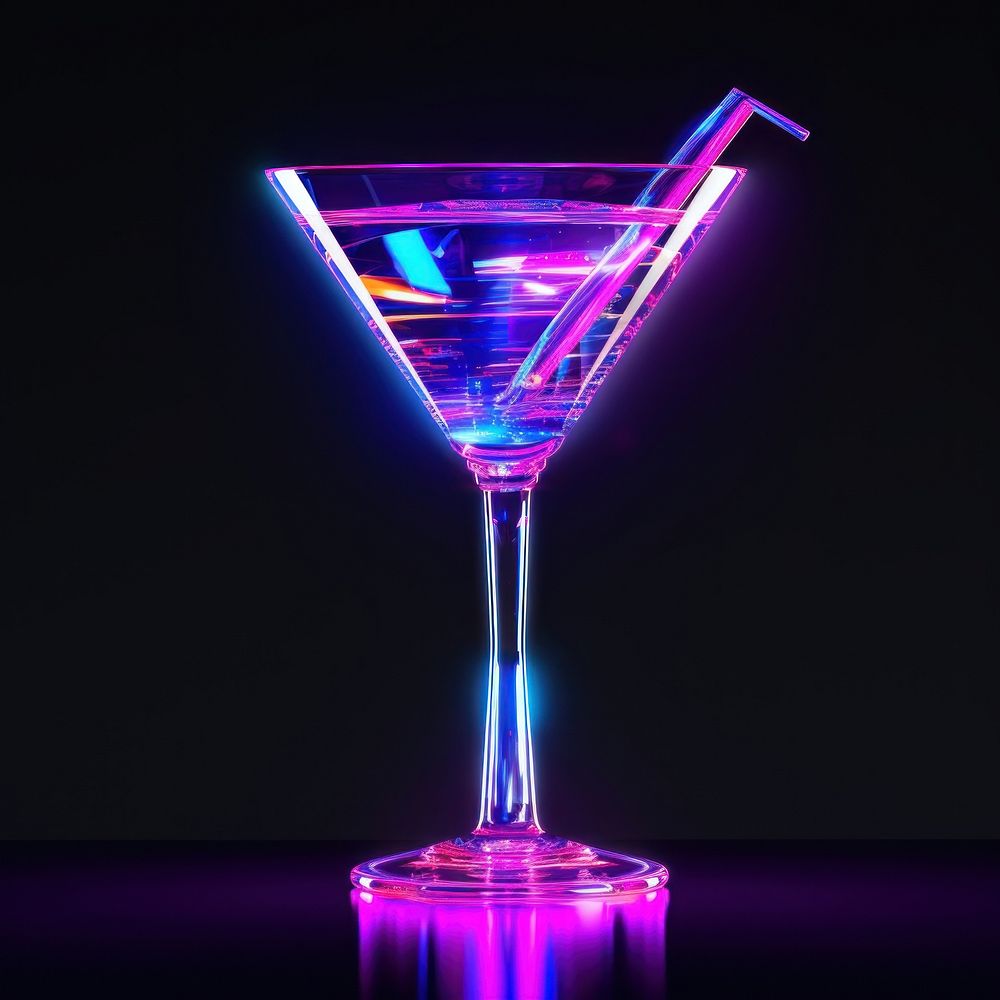 Neon small cocktail martini drink light.