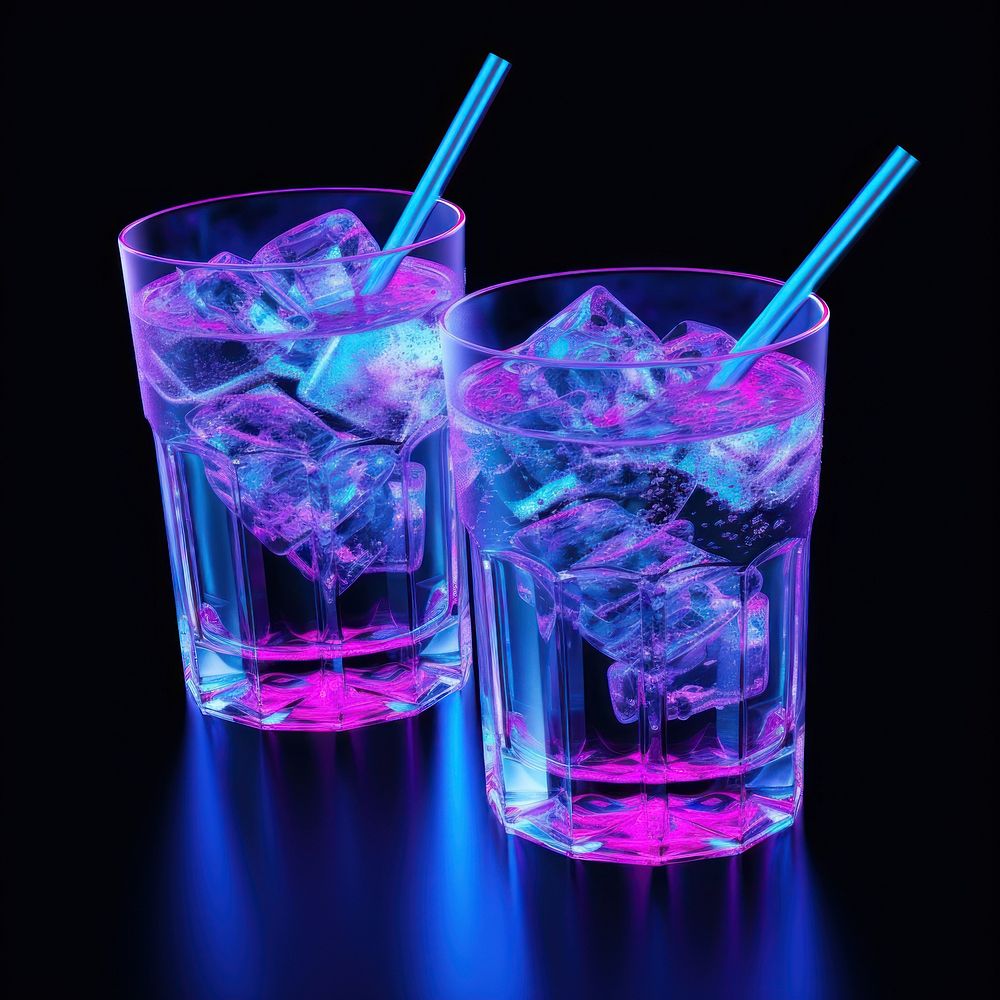 Neon small drinks cocktail mojito glass.