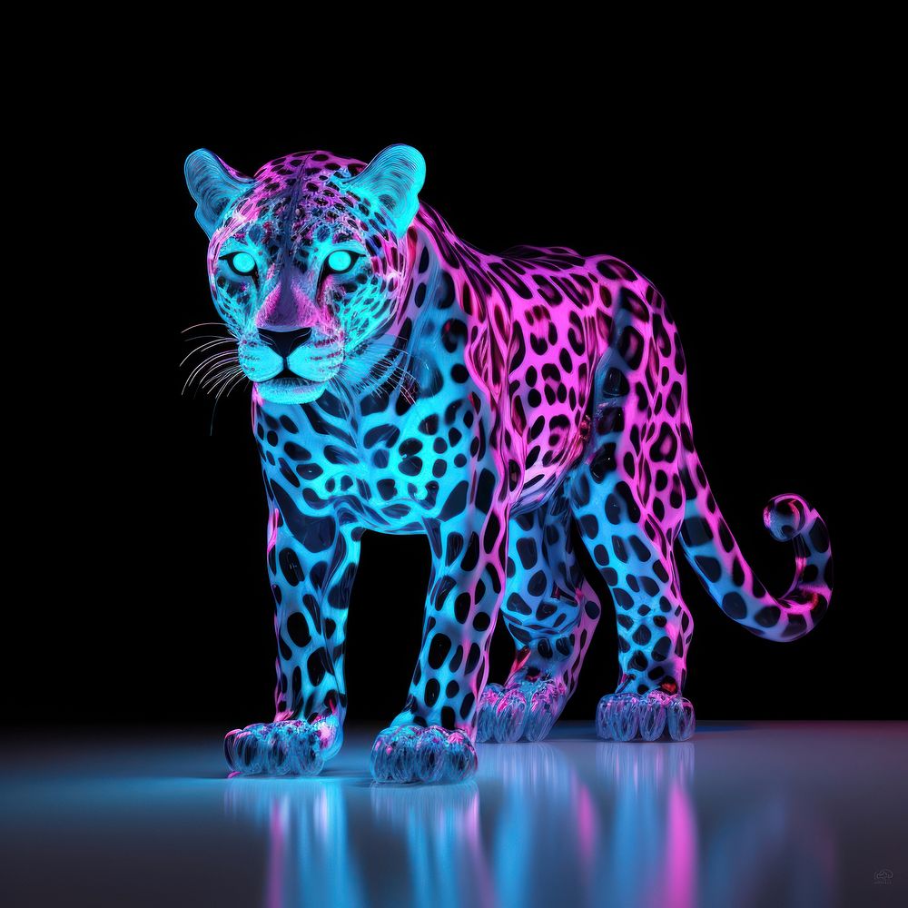 Neon small leopard wildlife animal mammal.