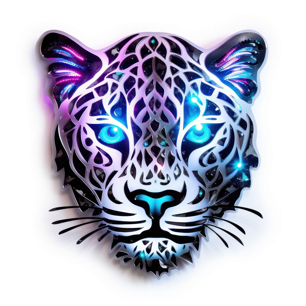 Neon small leopard animal mammal purple.