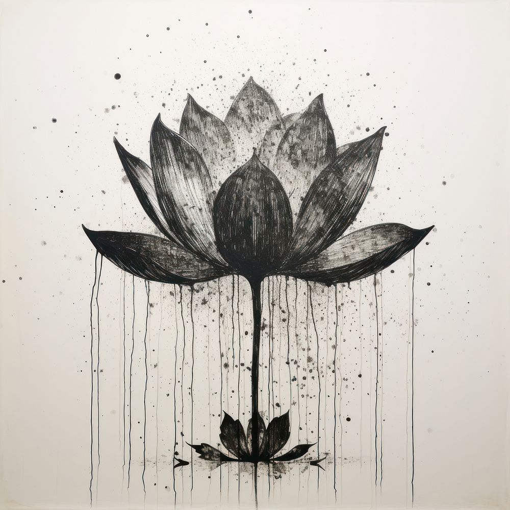 Lotus drawing nature sketch.