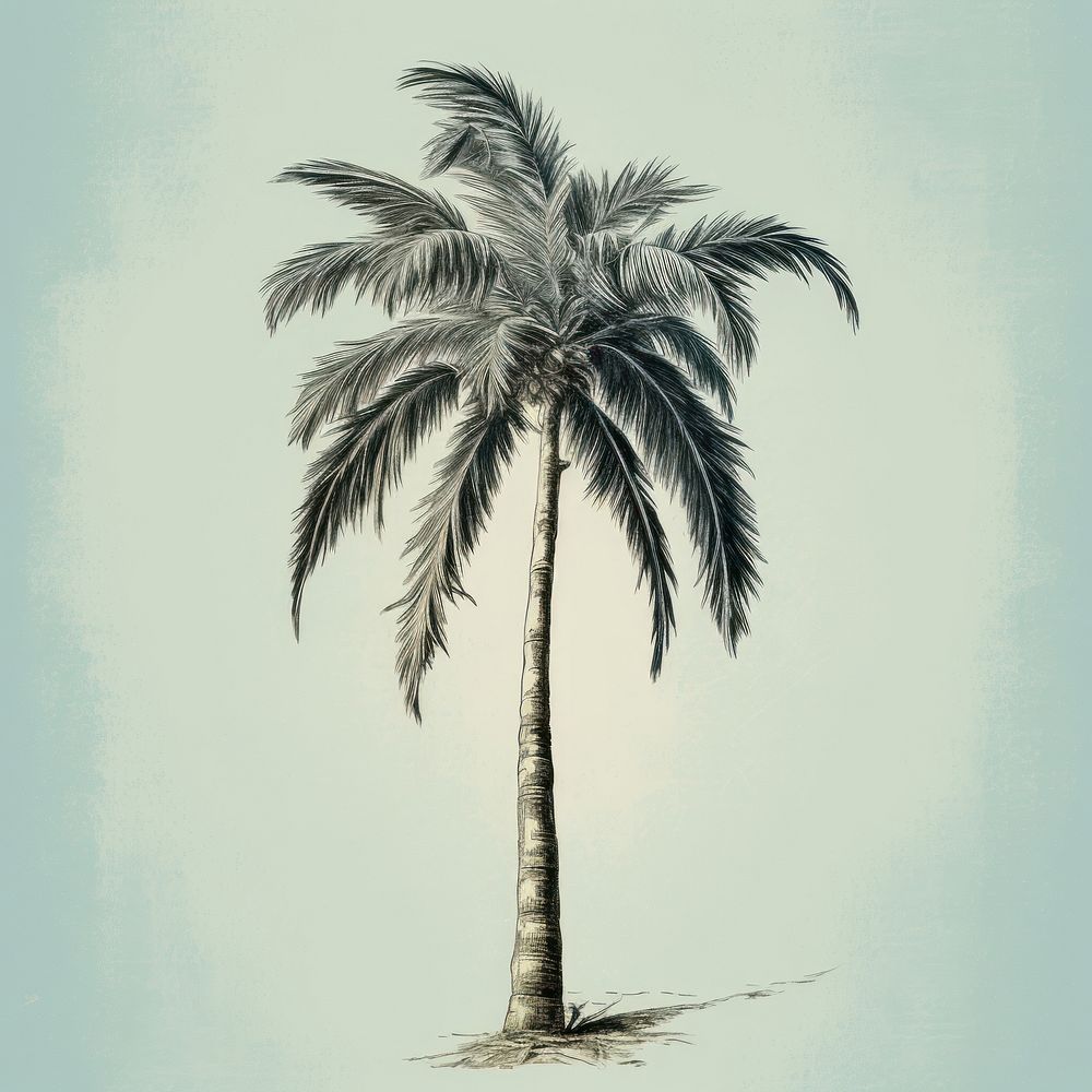Palm tree drawing nature sketch.