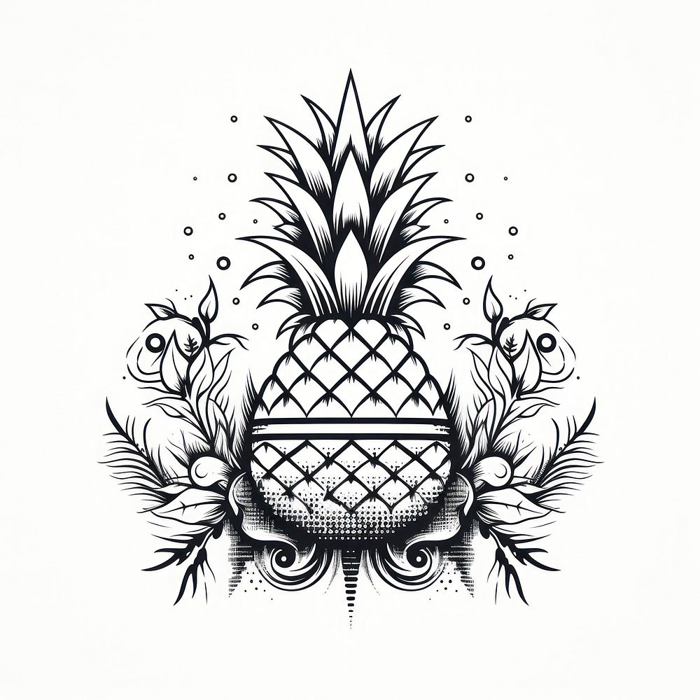 Pineapple drawing sketch fruit.