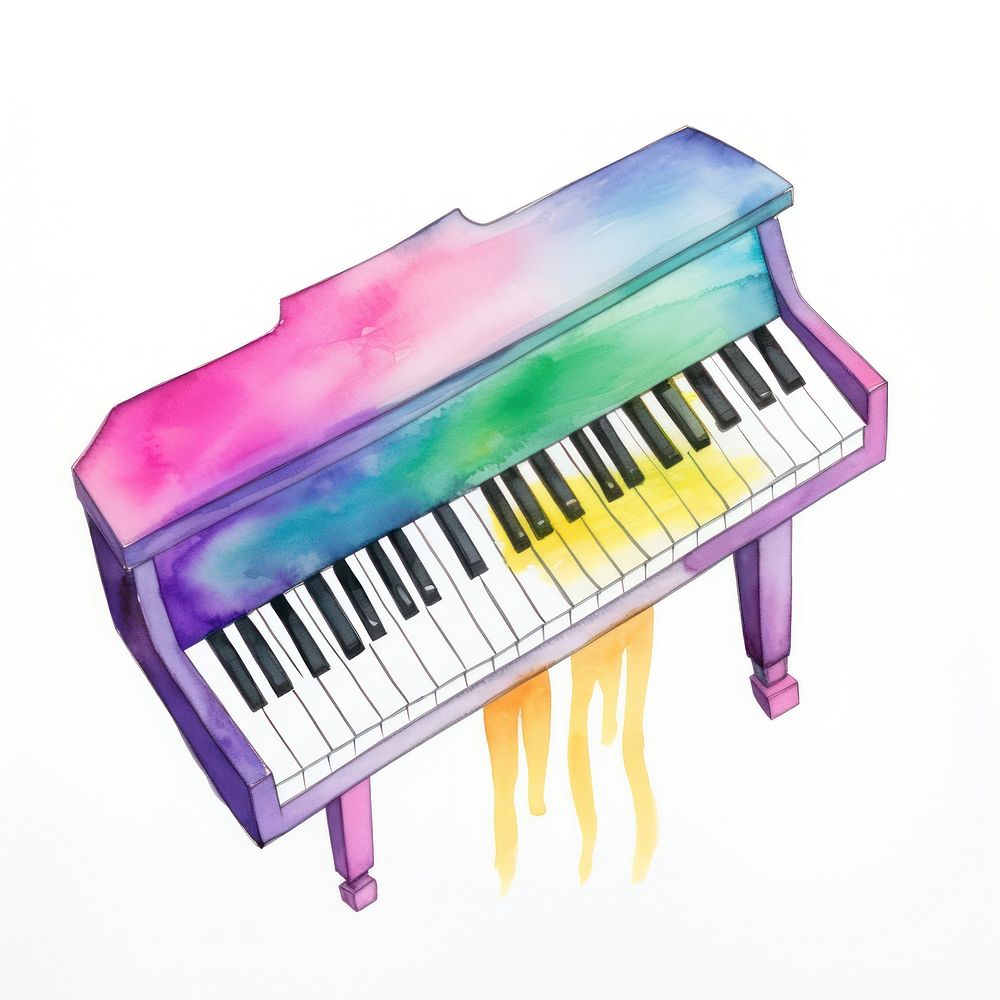 Piano keyboard white background creativity.