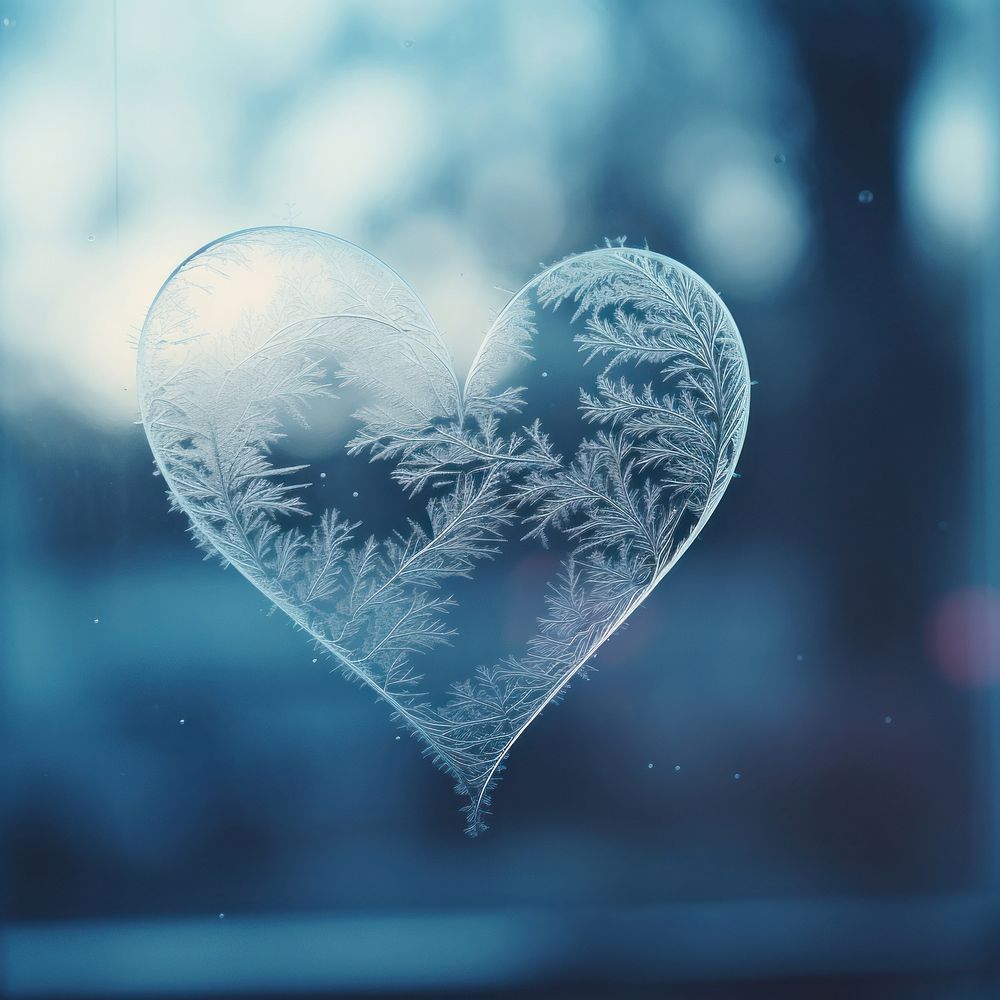 Nature heart glass snow.
