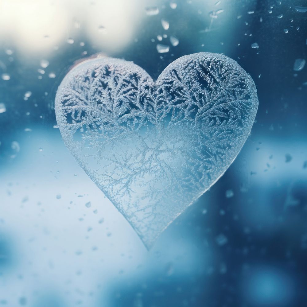 Heart ice snowflake freezing.
