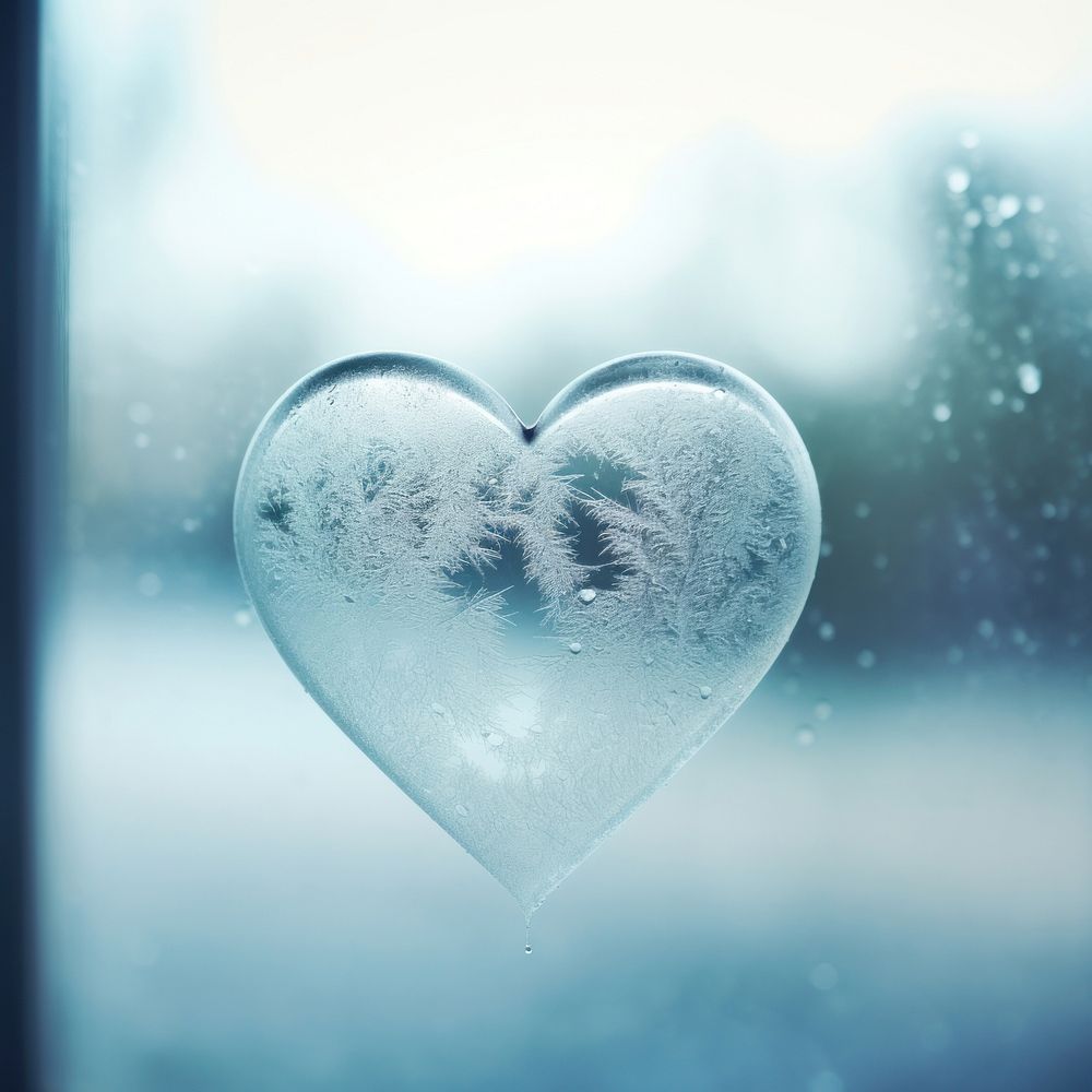 Window glass heart transparent.