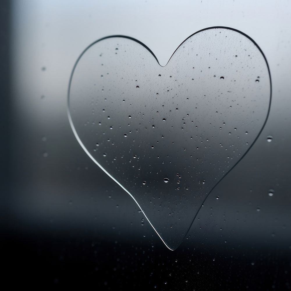 Window glass heart condensation.