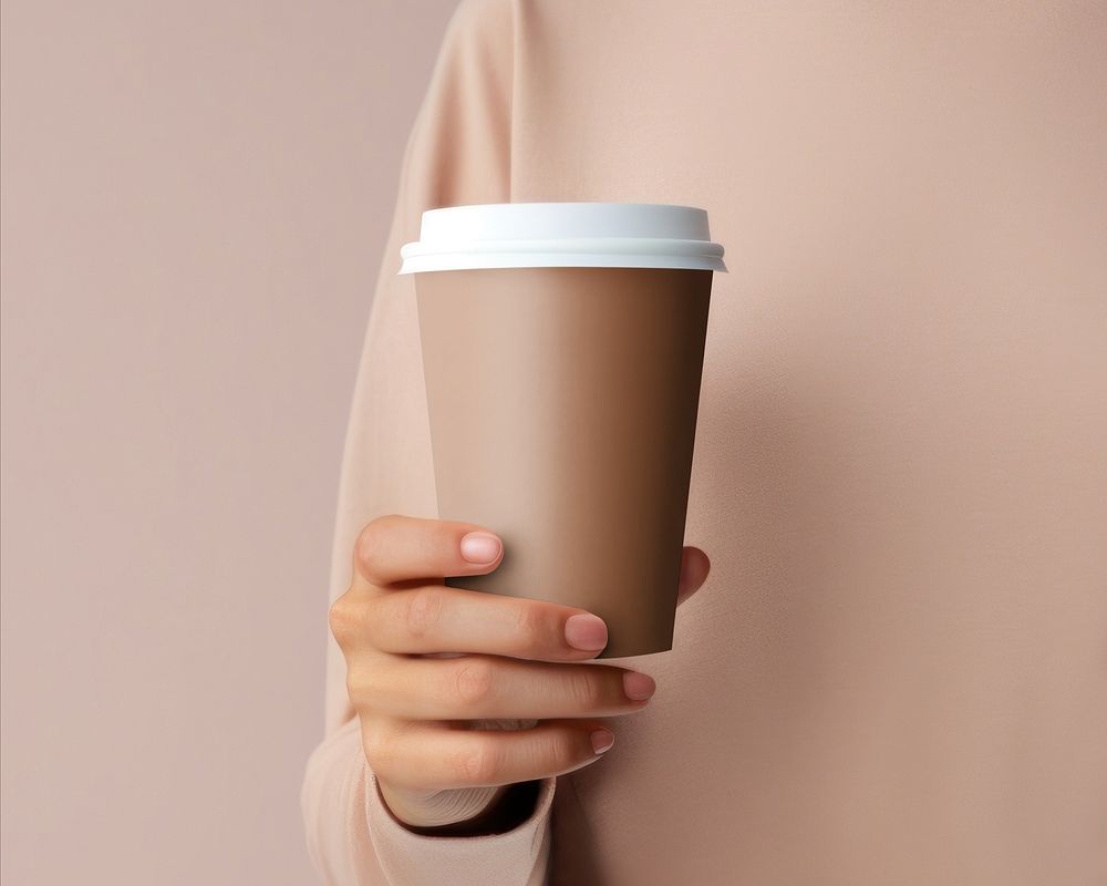 Brown disposable paper coffee cup