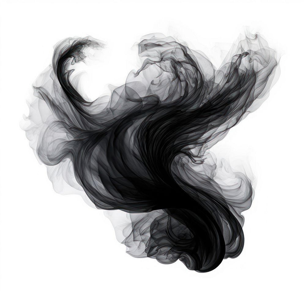 Abstract black smoke white background.