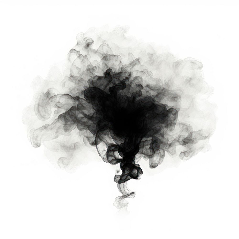 Abstract smoke of brain black white white background.