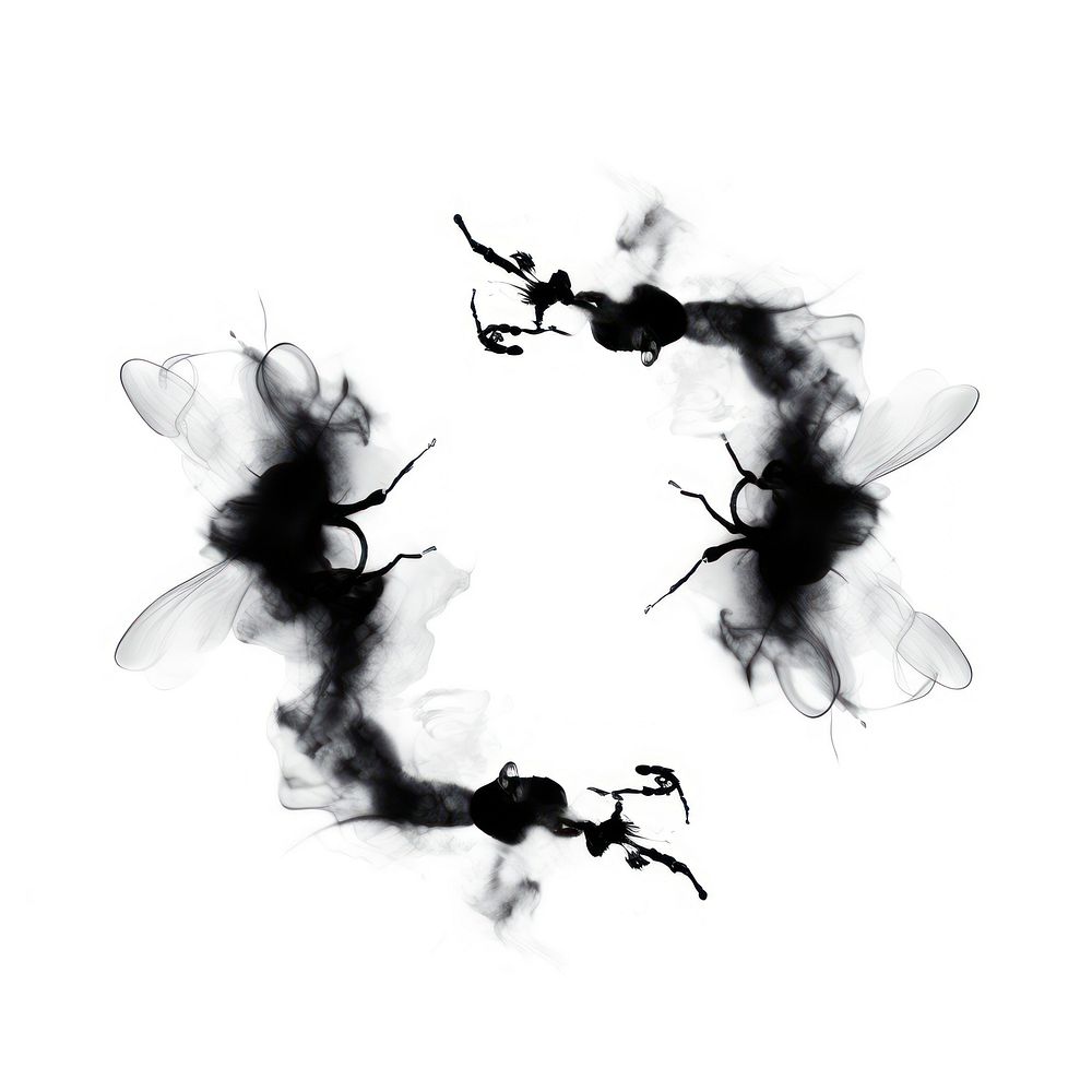 Abstract smoke of bumblebee silhouette shape black.