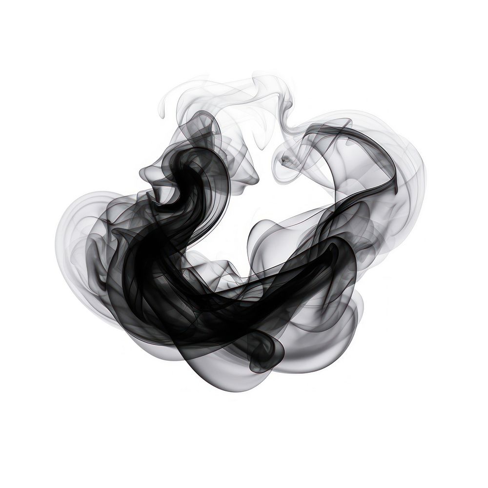 Abstract smoke of burning black white white background.