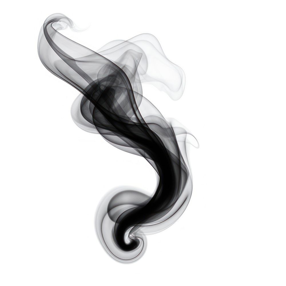 Abstract smoke of gastropod shape black white background.