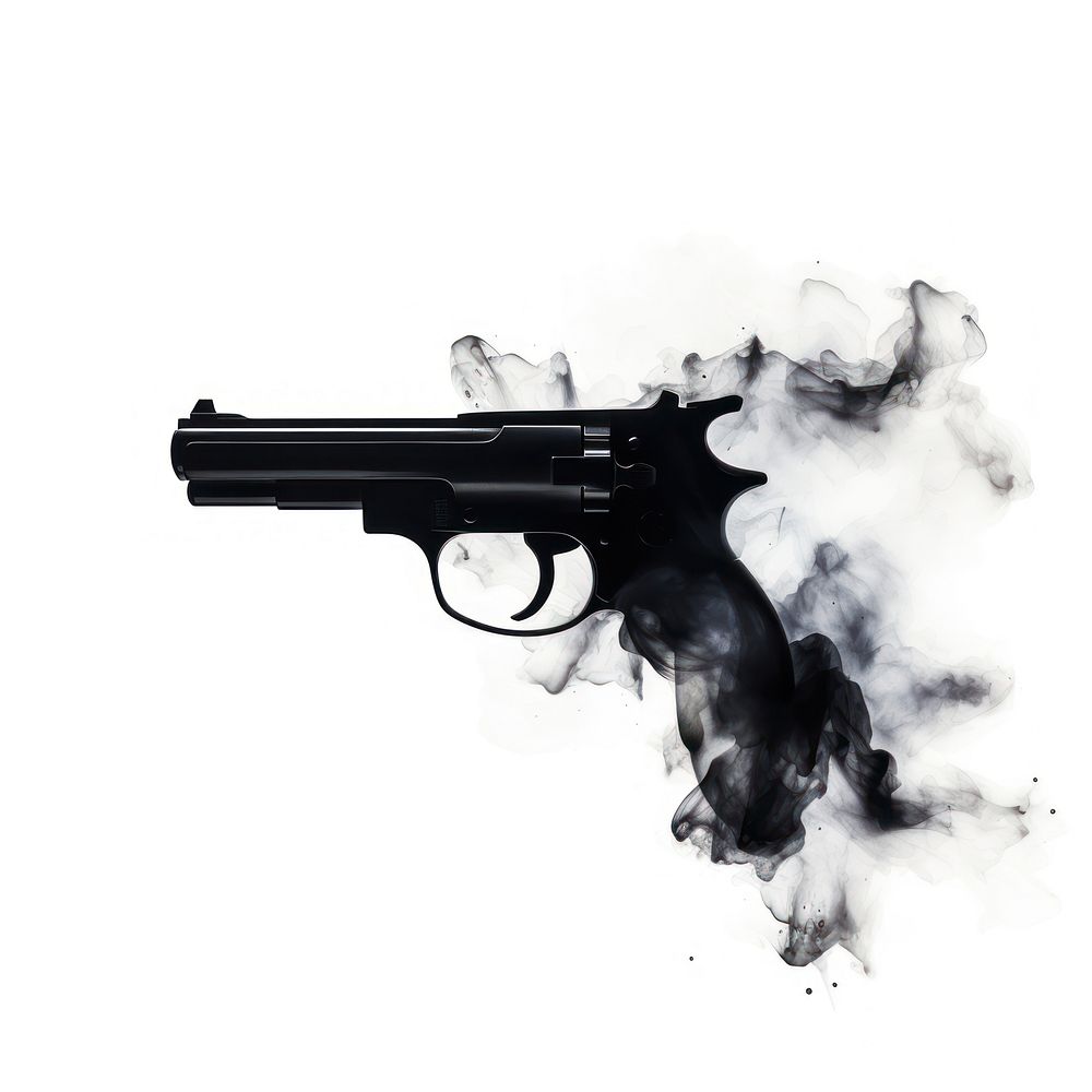 Abstract smoke of gun handgun weapon black.