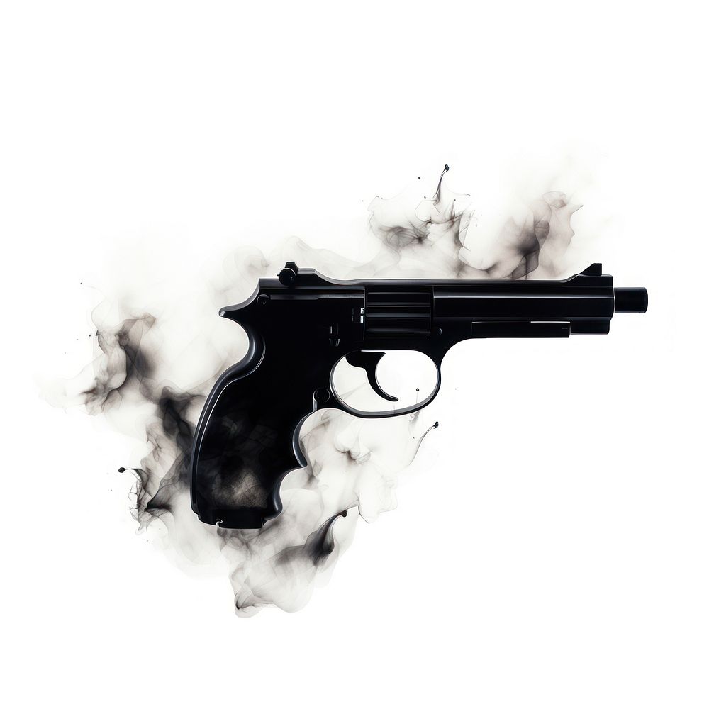 Abstract smoke of gun handgun weapon black.
