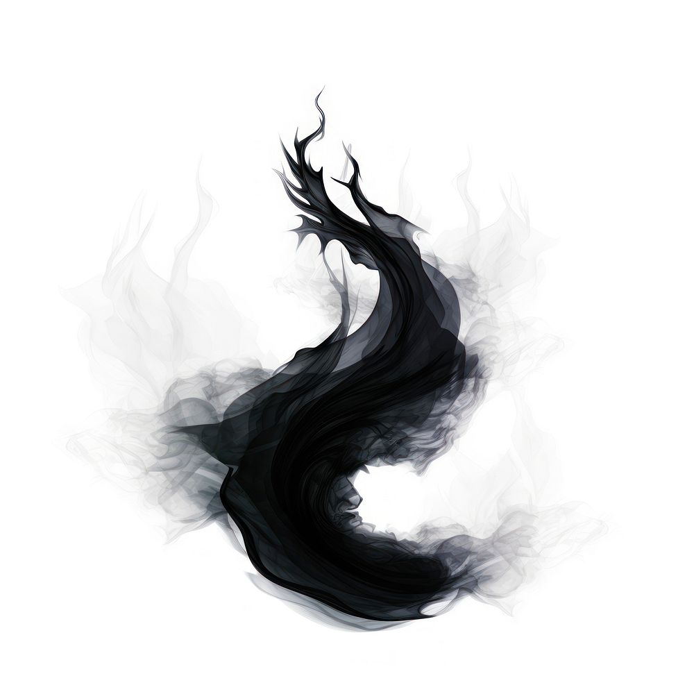 Abstract smoke of dragon black white background creativity.