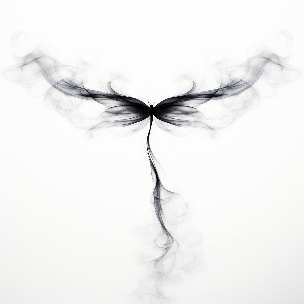 Abstract smoke of dragonfly white art creativity.