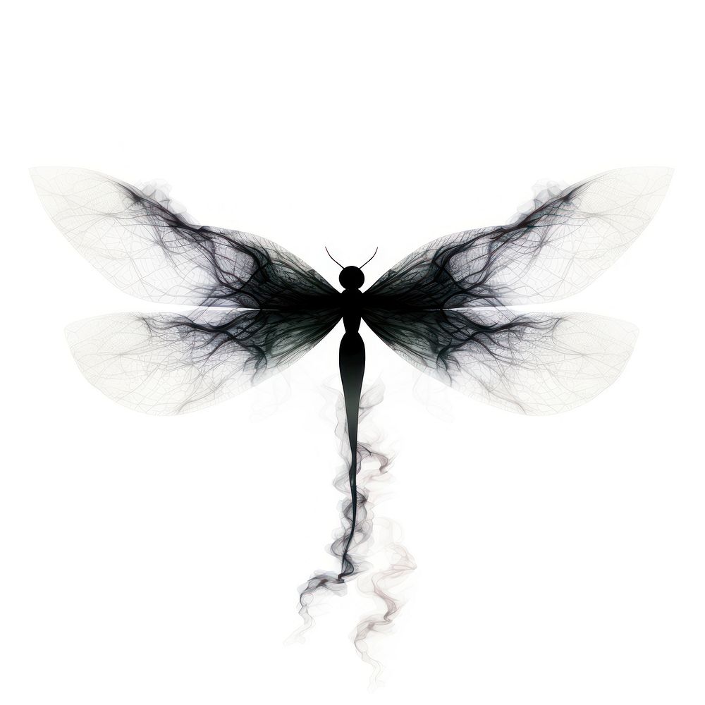 Abstract smoke of dragonfly silhouette insect animal.